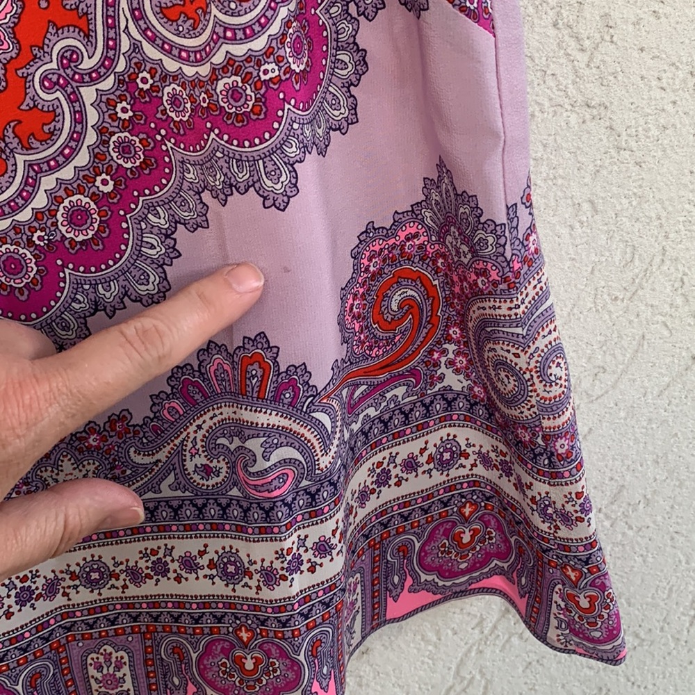 Nanette Lepore silk purples and pinks graphic tank top with beading. *spot* - Picture 9 of 9